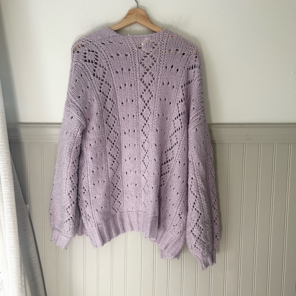 Billabong Medium Lilac Purple Open Front Knit Blissed Out Cardigan - Picture 6 of 6